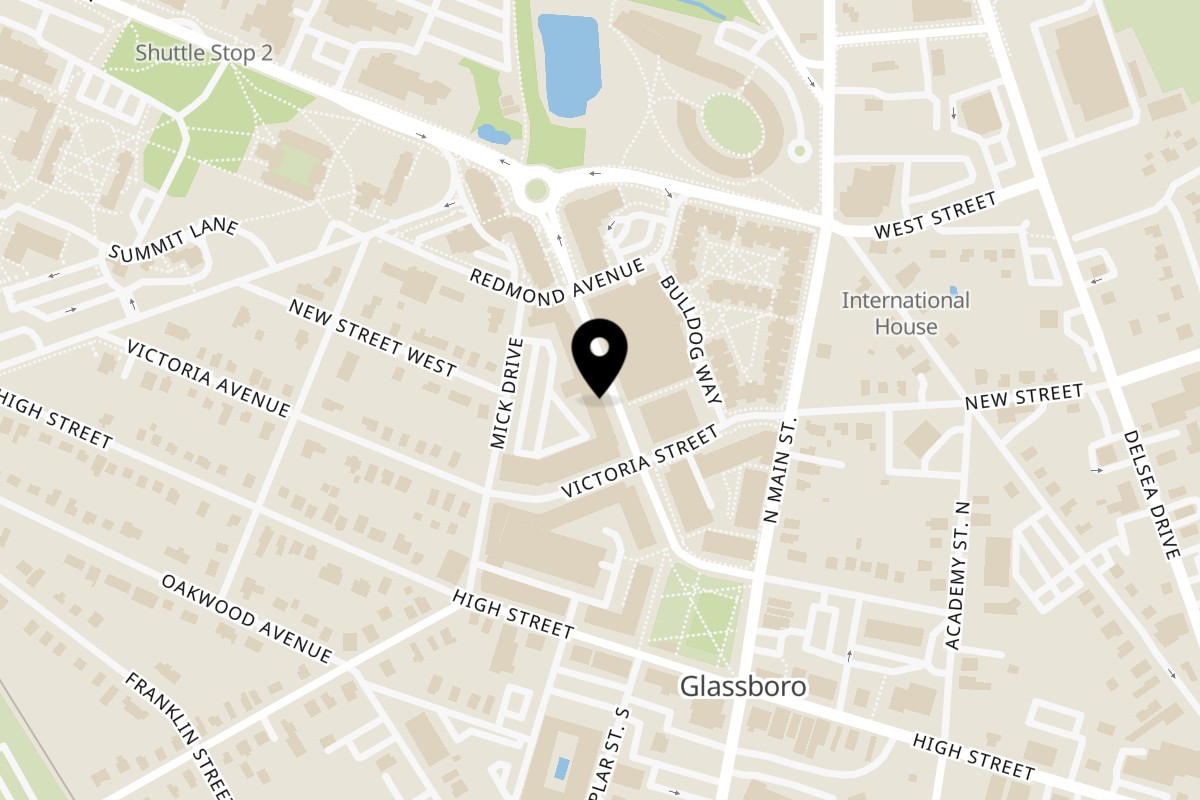Map showing the location of Mexican Mariachi Grill Rowan on 206 Rowan Blvd in Glassboro